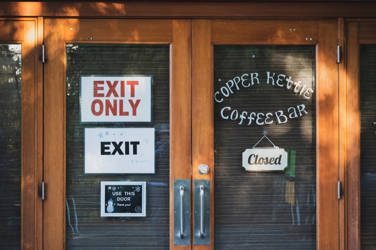 A couple of doors that have some signs on them